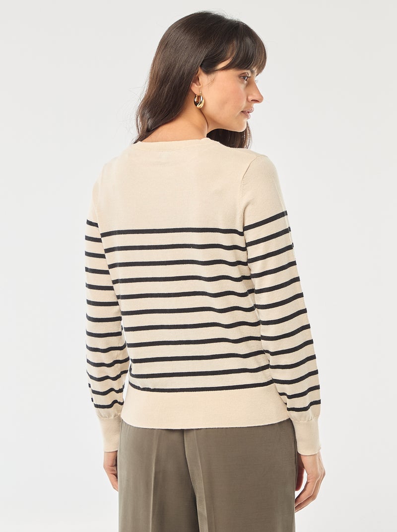 Cardigan de gola redonda liso Bege - Kiabi
