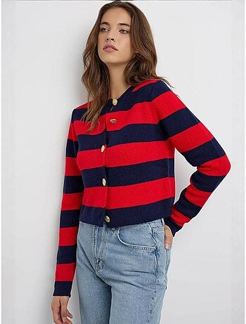 Cardigan de malha às riscas com botões hiccup