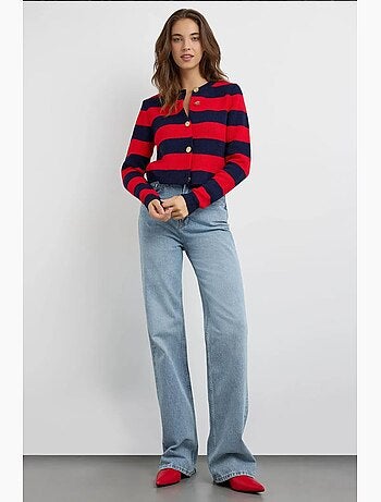 Cardigan de malha às riscas com botões hiccup