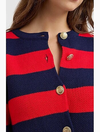 Cardigan de malha às riscas com botões hiccup