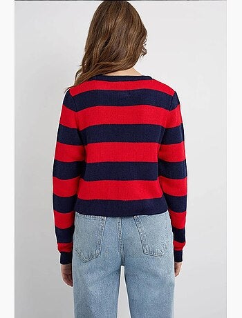 Cardigan de malha às riscas com botões hiccup