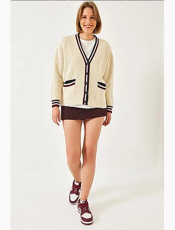 Cardigan de malha às riscas salónica lucci