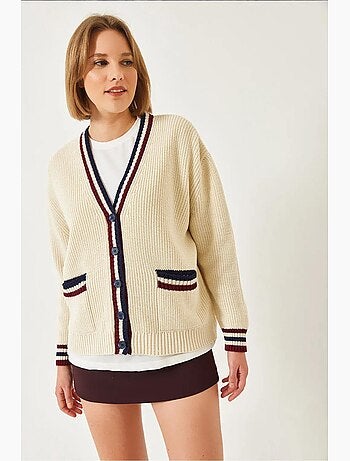 Cardigan de malha às riscas salónica lucci