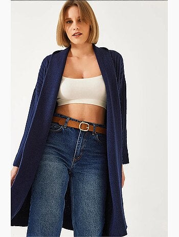 Cardigan de malha canelada com corte largo lucci