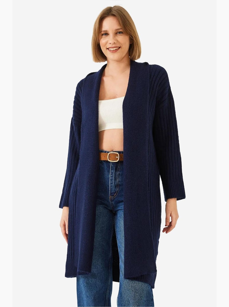 Cardigan de malha canelada com corte largo lucci Azul-marinho - Kiabi