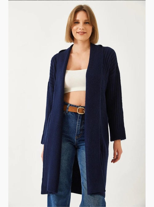 Cardigan de malha canelada com corte largo lucci - Kiabi Cardigan de malha canelada com corte largo lucci - Kiabi