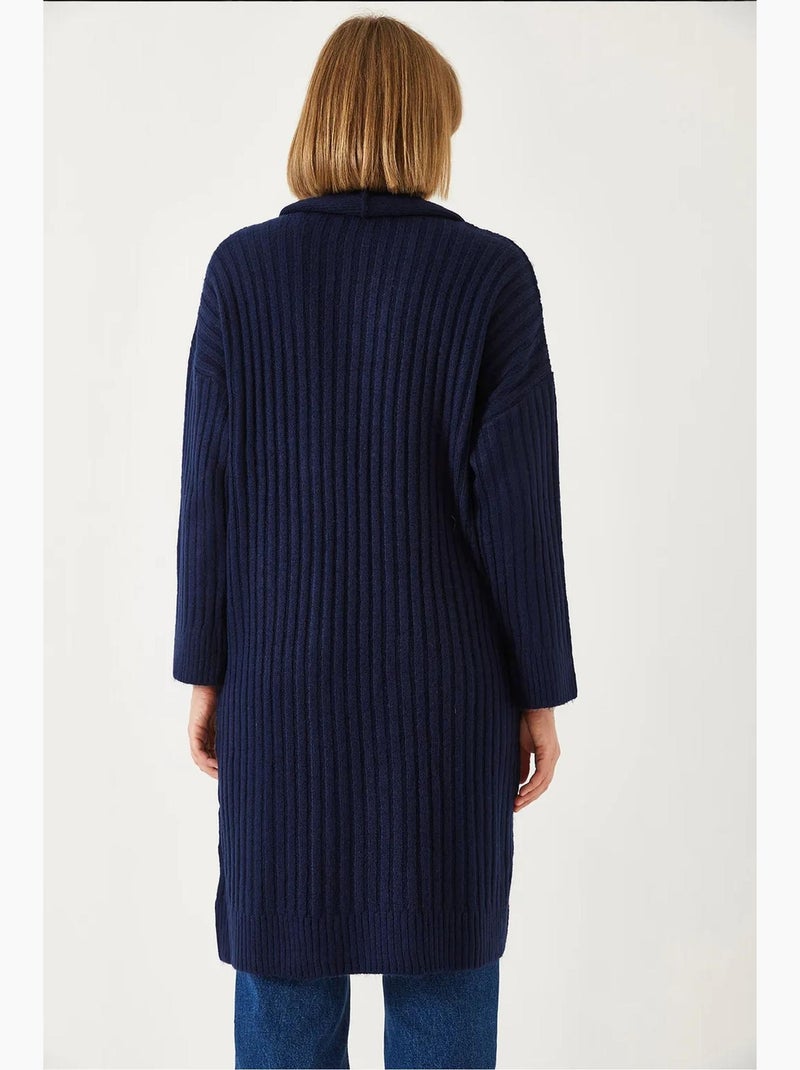 Cardigan de malha canelada com corte largo lucci Azul-marinho - Kiabi