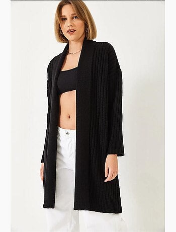 Cardigan de malha canelada com corte largo lucci
