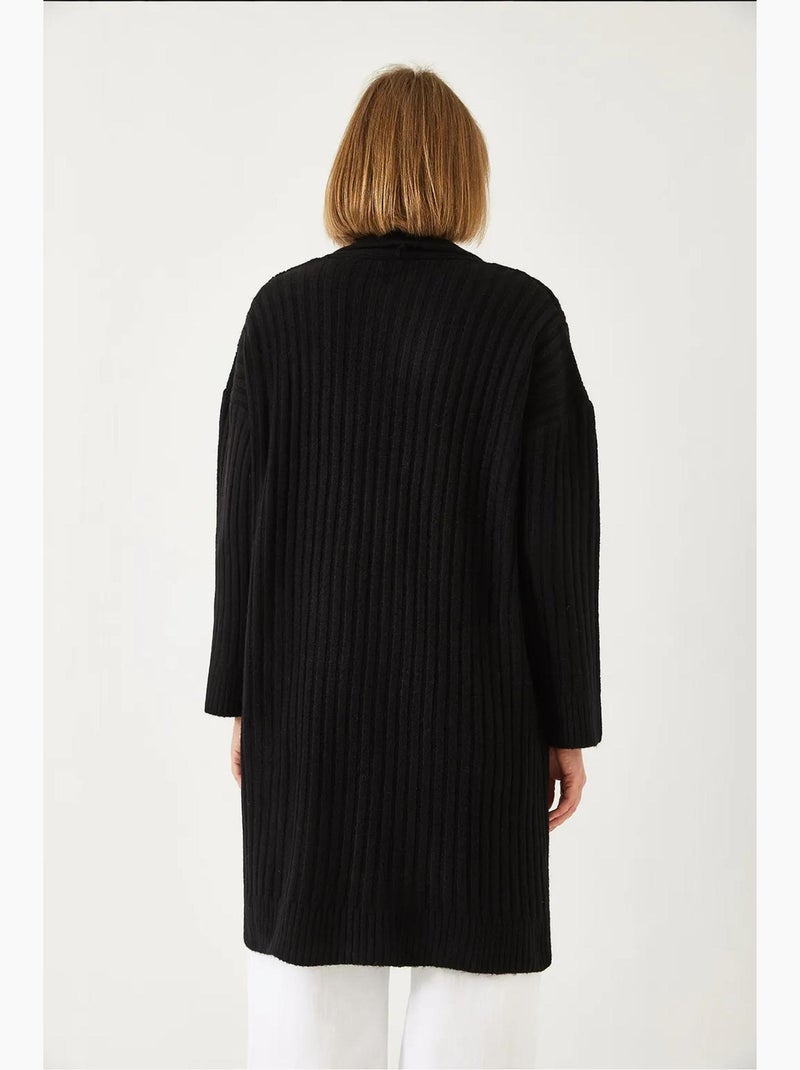 Cardigan de malha canelada com corte largo lucci Preto - Kiabi
