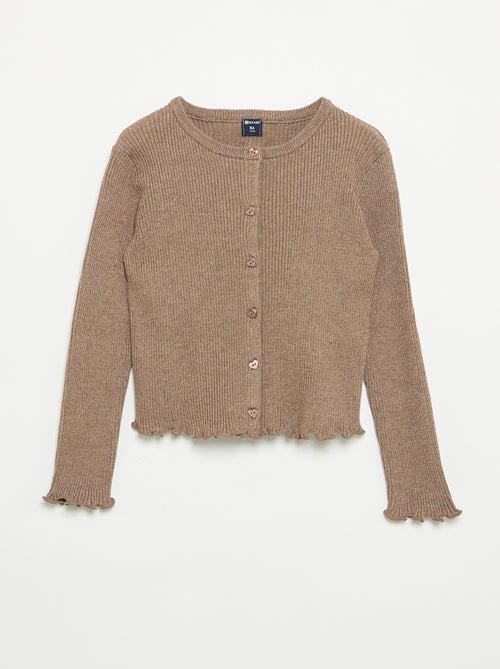 Cardigan de malha canelada de manga comprida - Kiabi