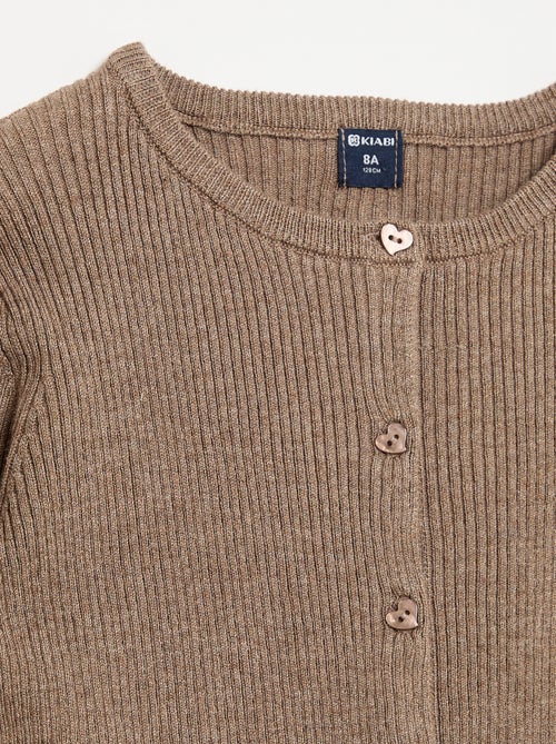 Cardigan de malha canelada de manga comprida - Kiabi