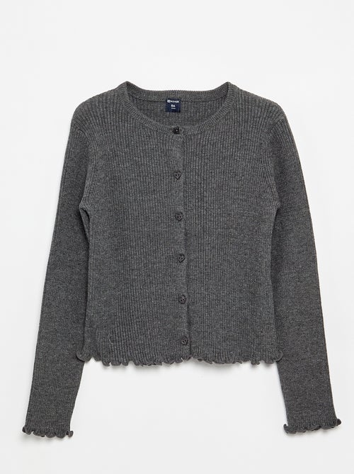 Cardigan de malha canelada de manga comprida - Kiabi