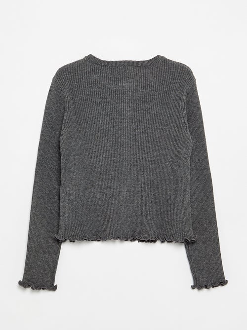 Cardigan de malha canelada de manga comprida - Kiabi