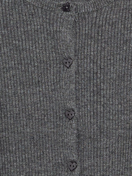 Cardigan de malha canelada de manga comprida - Kiabi
