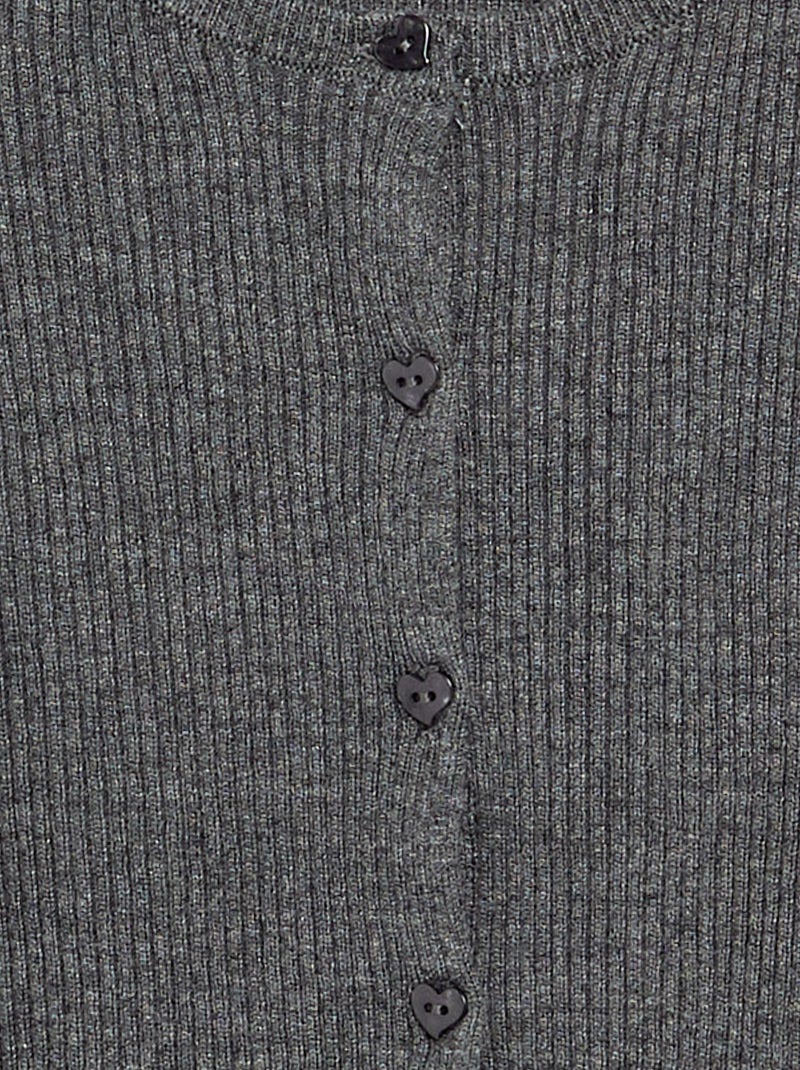 Cardigan de malha canelada de manga comprida Cinza - Kiabi