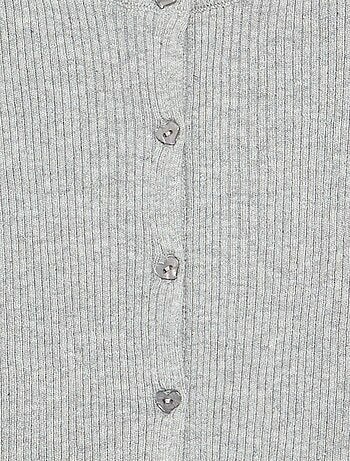 Cardigan de malha canelada de manga comprida