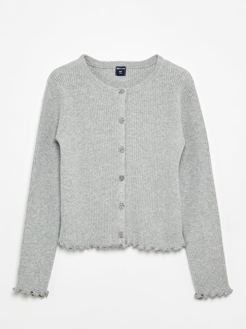 Cardigan de malha canelada de manga comprida - Kiabi
