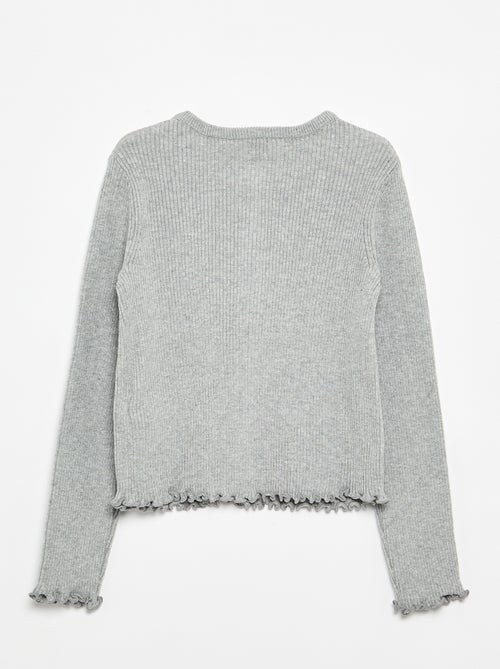 Cardigan de malha canelada de manga comprida - Kiabi