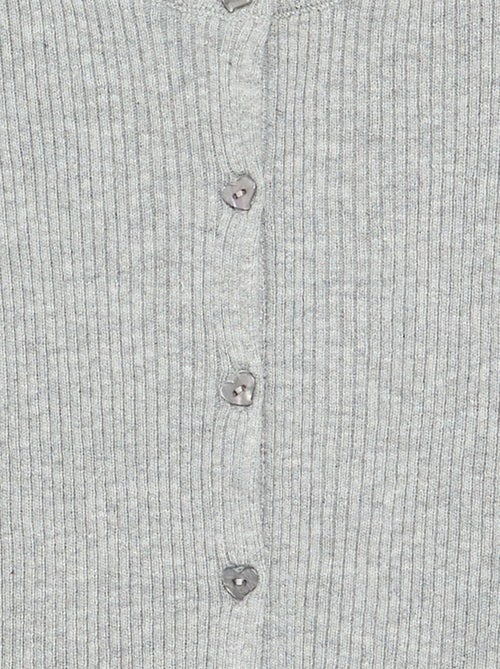Cardigan de malha canelada de manga comprida - Kiabi