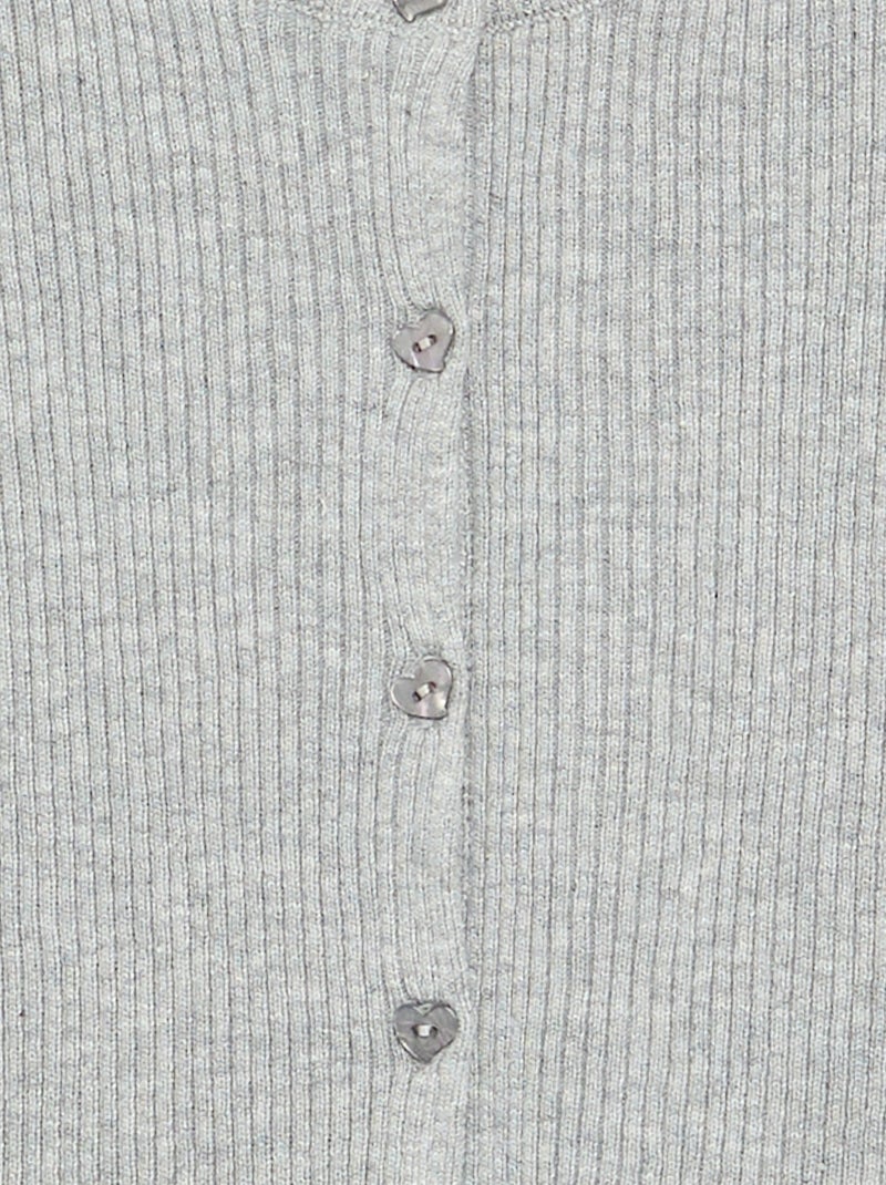 Cardigan de malha canelada de manga comprida Cinza - Kiabi