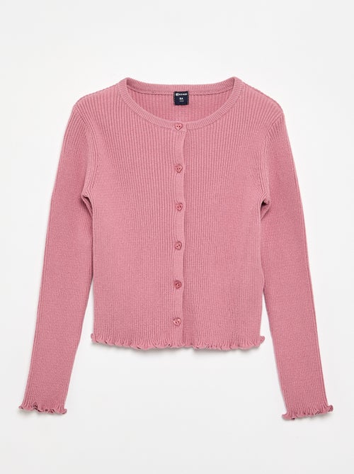 Cardigan de malha canelada de manga comprida - Kiabi