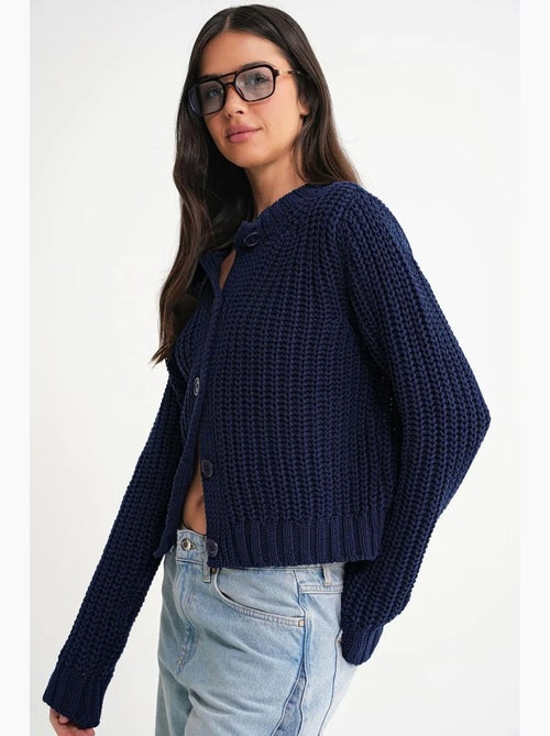 Cardigan de malha canelada texturizada com botões mixray - Kiabi