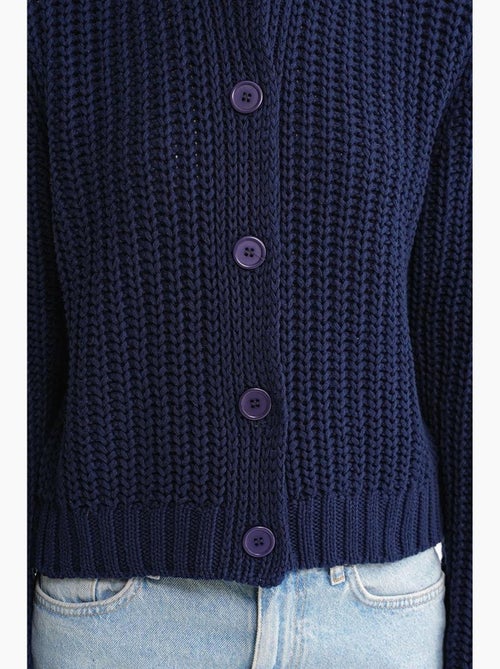 Cardigan de malha canelada texturizada com botões mixray - Kiabi
