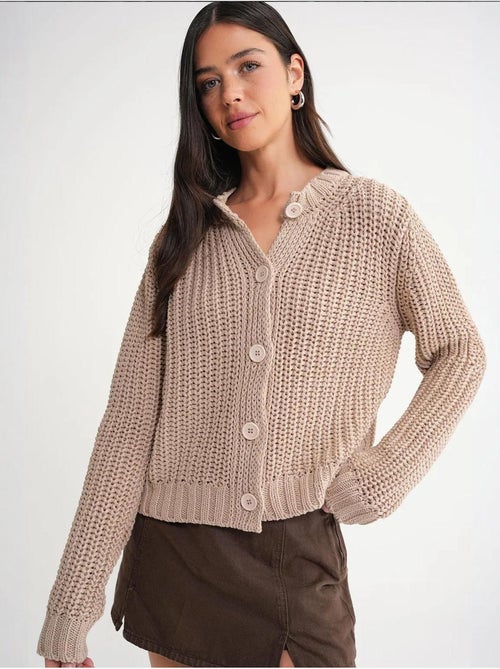 Cardigan de malha canelada texturizada com botões mixray - Kiabi