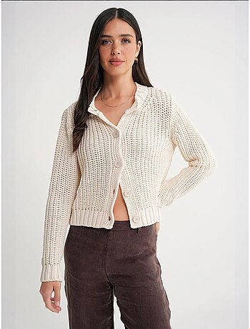 Cardigan de malha canelada texturizada com botões mixray