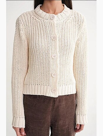 Cardigan de malha canelada texturizada com botões mixray