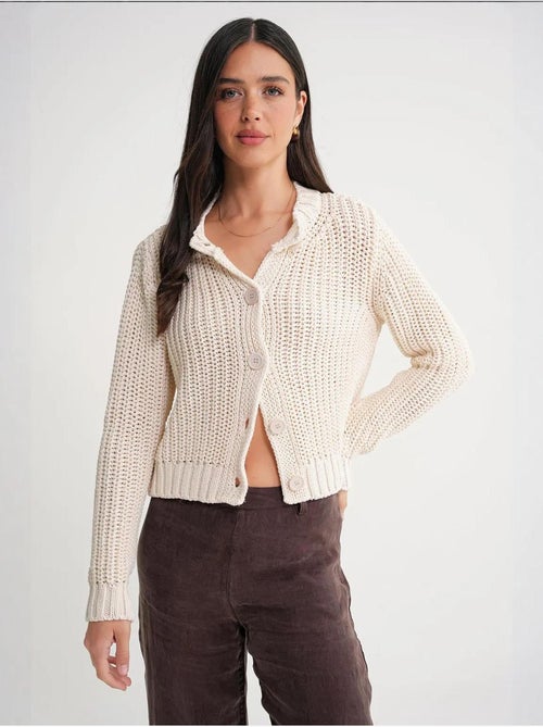Cardigan de malha canelada texturizada com botões mixray - Kiabi