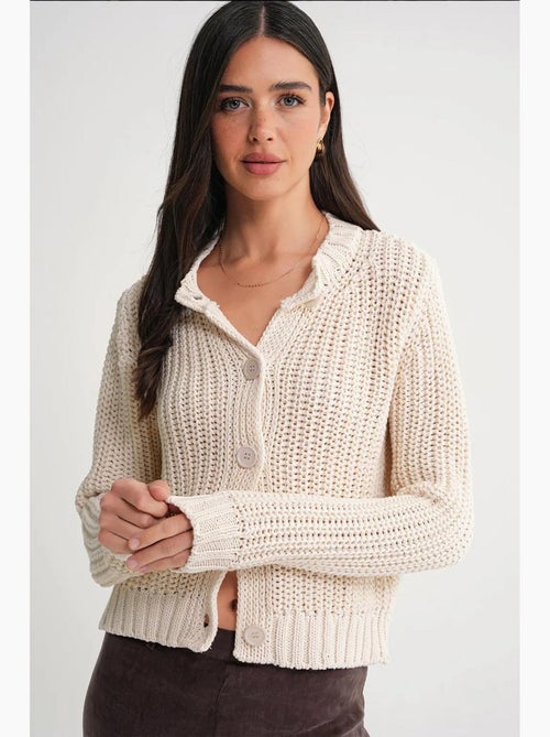 Cardigan de malha canelada texturizada com botões mixray - Kiabi