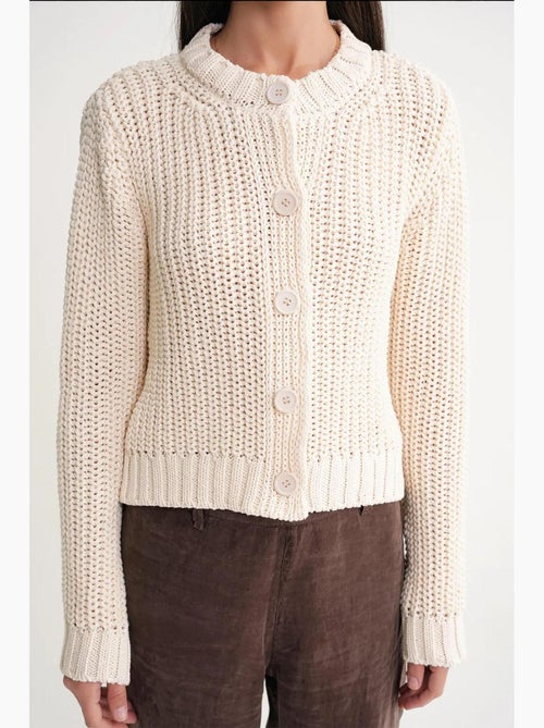 Cardigan de malha canelada texturizada com botões mixray - Kiabi