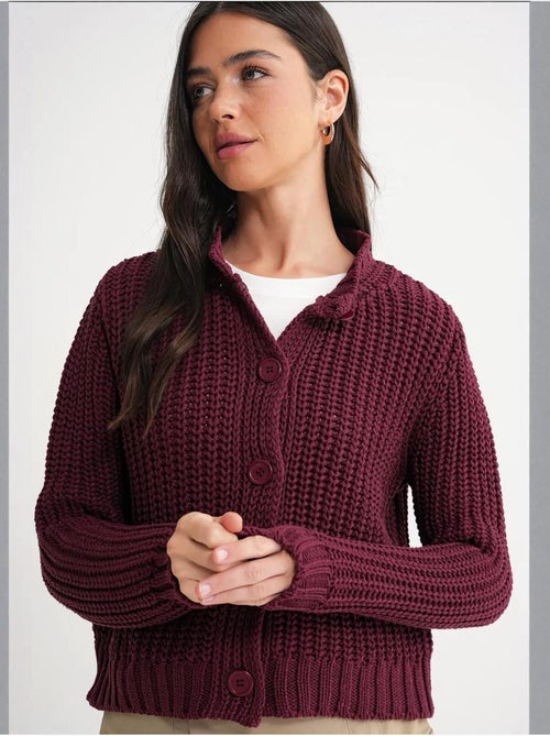 Cardigan de malha canelada texturizada com botões mixray - Kiabi