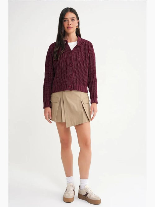 Cardigan de malha canelada texturizada com botões mixray - Kiabi