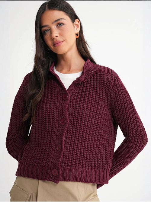 Cardigan de malha canelada texturizada com botões mixray - Kiabi