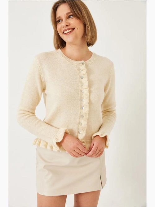 Cardigan de malha com botões e folhos lucci - Kiabi Cardigan de malha com botões e folhos lucci - Kiabi