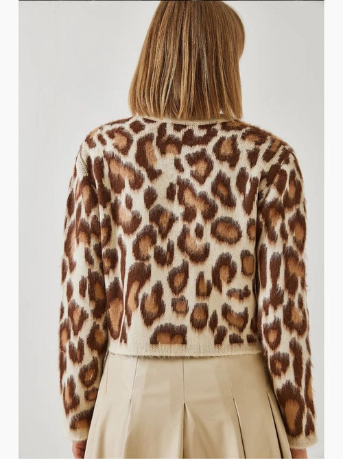Cardigan de malha com botões e padrão leopardo lucci - Kiabi