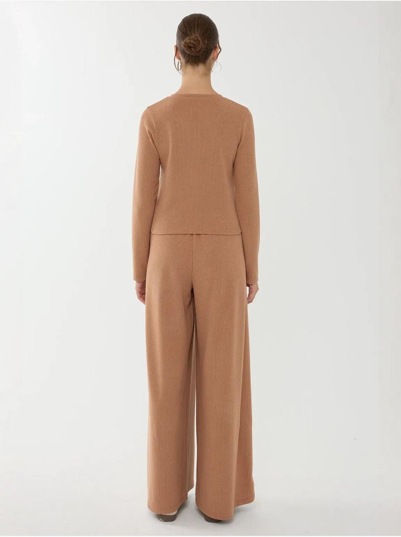 Cardigan de malha com botões frontais Castanho - Kiabi