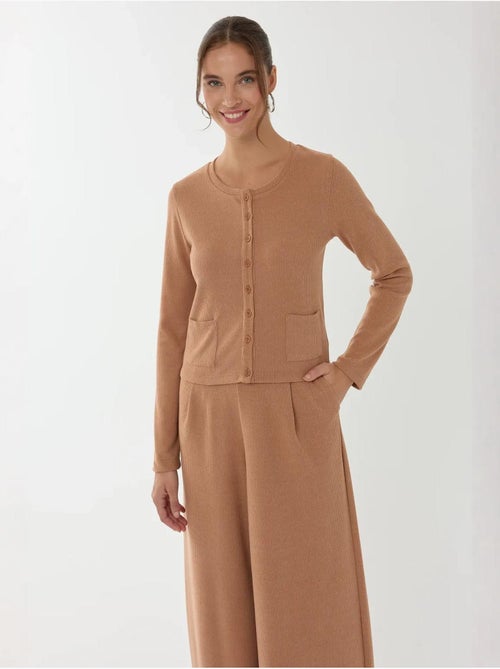Cardigan de malha com botões frontais hiccup - Kiabi Cardigan de malha com botões frontais hiccup - Kiabi