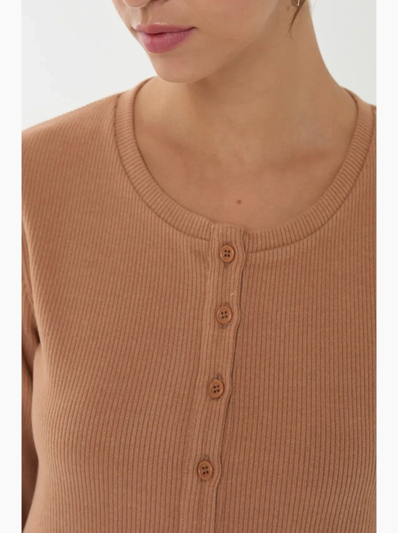 Cardigan de malha com botões frontais hiccup Castanho - Kiabi