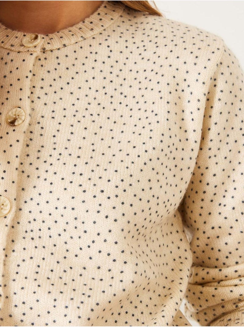 Cardigan de malha com botões lucci Bege-argila - Kiabi