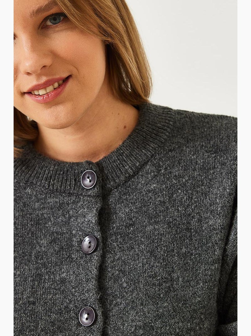 Cardigan de malha com botões lucci Cinza escuro - Kiabi