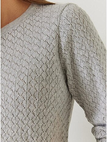 Cardigan de malha com botões vazados e manga comprida bianco lucci