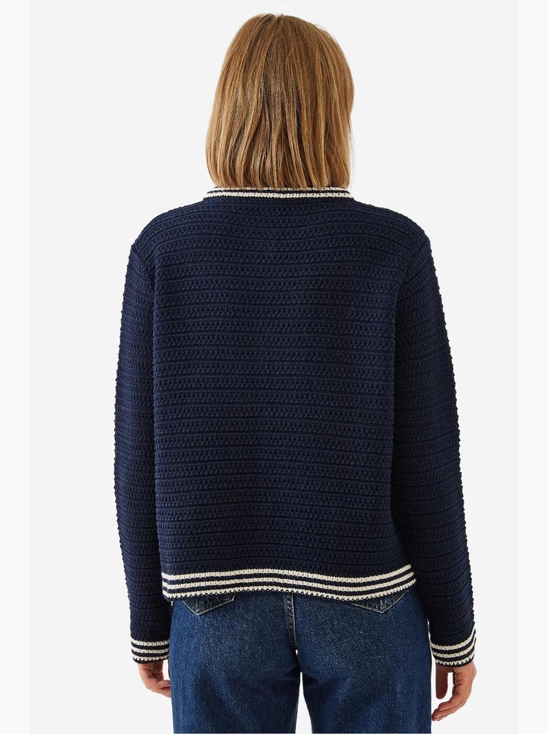Cardigan de malha com detalhe de bolso e botões lucci Azul-marinho - Kiabi