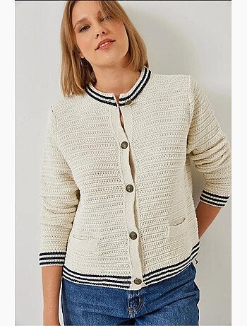 Cardigan de malha com detalhe de bolso e botões lucci