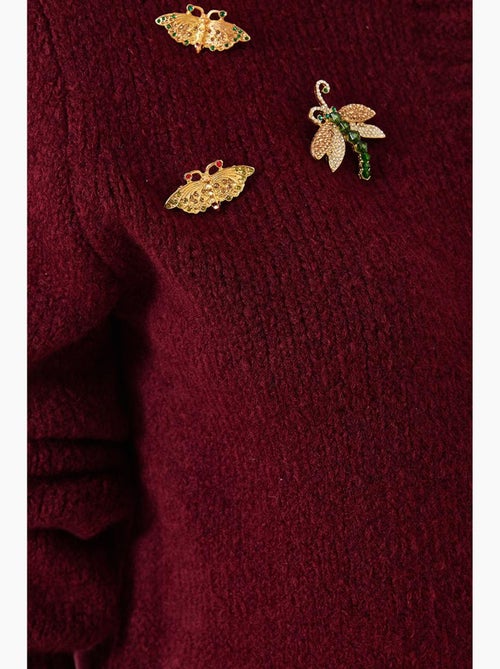 Cardigan de malha com detalhe de pregadeira lucci - Kiabi