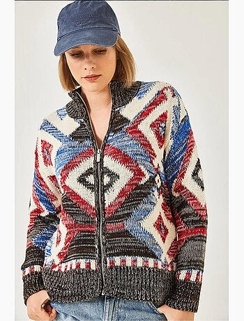Cardigan de malha com fecho estampado lucci