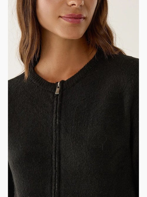 Cardigan de malha com fecho hiccup - Kiabi Cardigan de malha com fecho hiccup - Kiabi