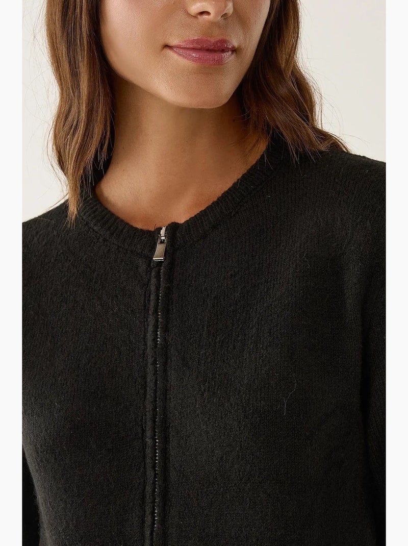 Cardigan de malha com fecho hiccup Preto - Kiabi